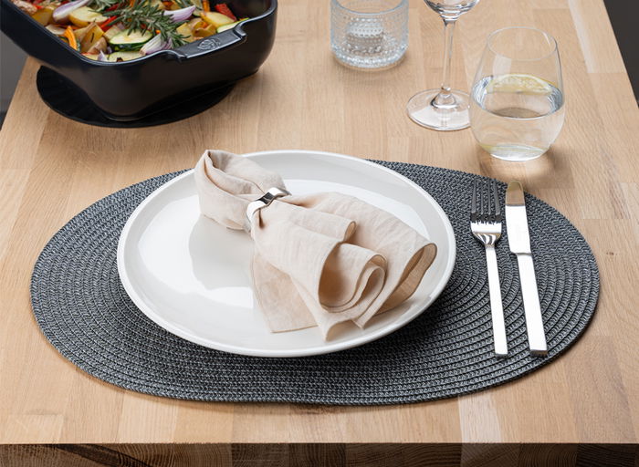 Continenta Individual Gris Oscuro 45X31 (24 Unidades) Hecho de Fibras Sintéticas Resistente al Calor Apto para Lavavajillas